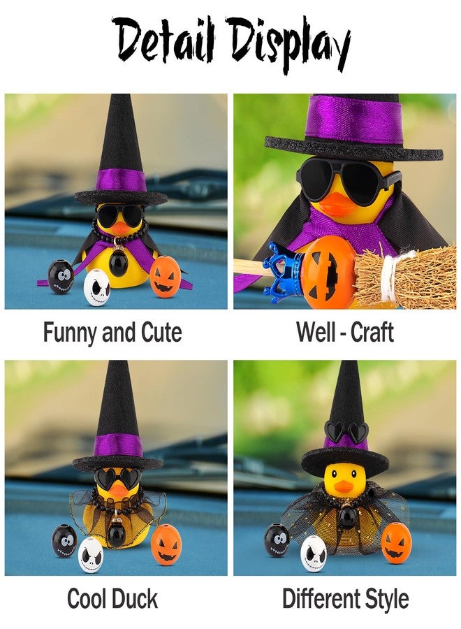 wonuu Halloween Rubber Duck Witch Duck Car Decorations Halloween Accessories Witch Hat Pumpkin Skull and Cloak, Halloween Cloak - Image 4